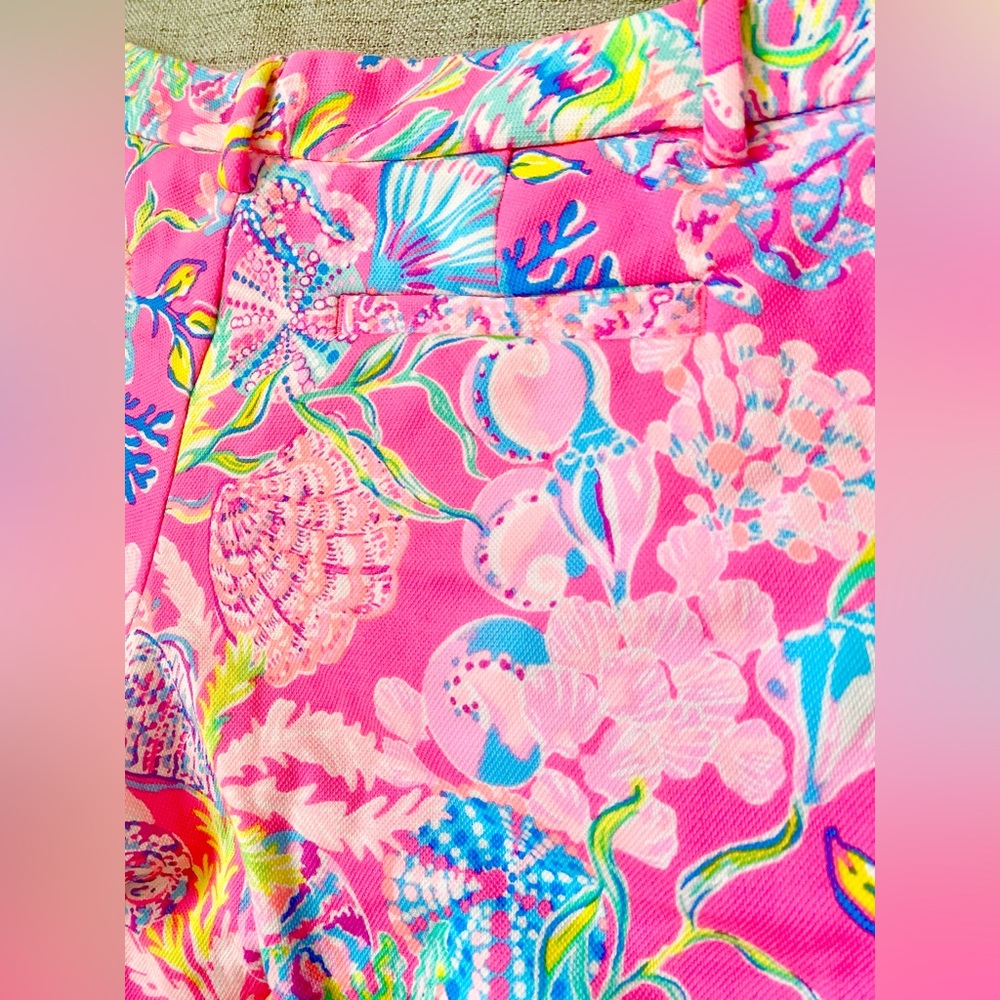 Lilly Pulitzer Pink, Green, Blue Callahan Shorts in Pink Isle size 8 with pocket - Picture 8 of 9